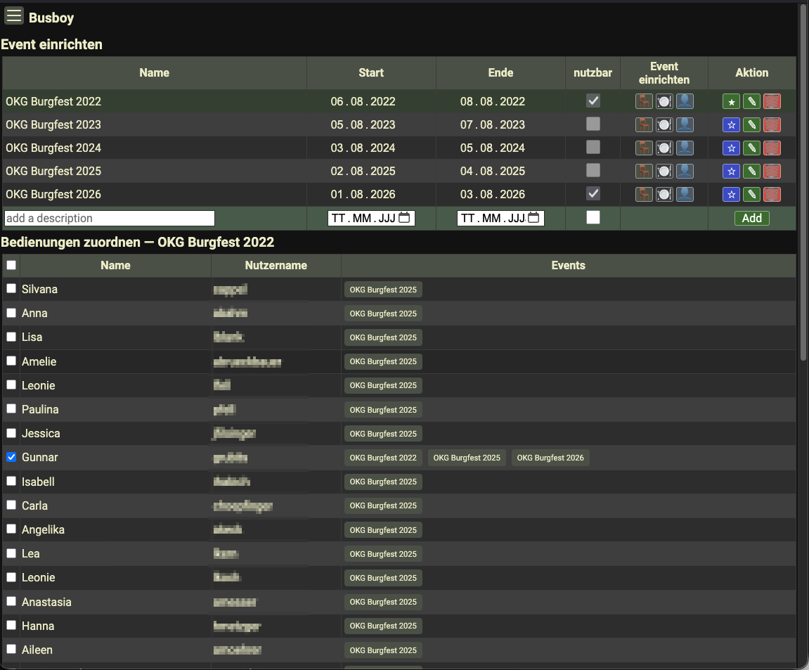 Bedienungen zuordnen